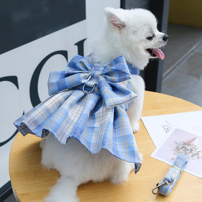 Arnés para Mascotas con Falda Escocesa y Cuerda de Mano - Image 15
