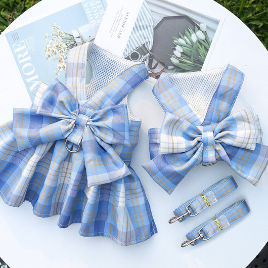 Arnés para Mascotas con Falda Escocesa y Cuerda de Mano - Image 17