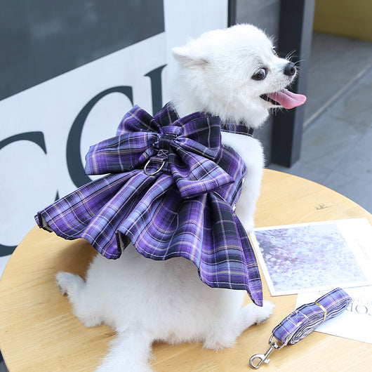 Arnés para Mascotas con Falda Escocesa y Cuerda de Mano - Image 27