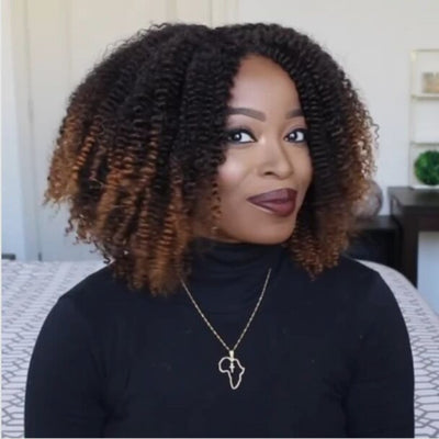 Peluca Rizada Corta Sintética Negro Marrón Cabello Afro Rizos Pequeños - Image 11