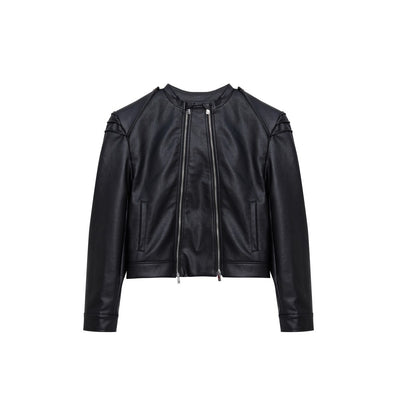 Chaqueta de Cuero PU con Doble Cierre y Diseño Dividido - Image 12