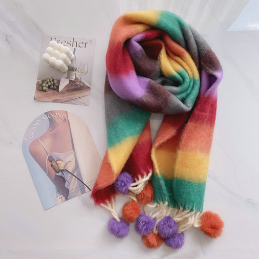 Bufanda Pompón Arcoíris Dopamina para Mujer - Image 31