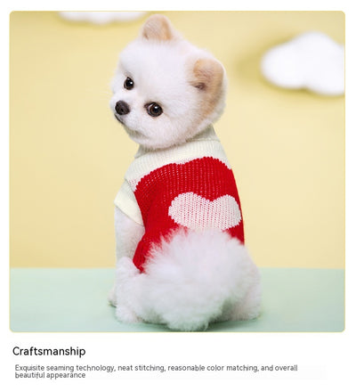 Suéter Tejido Floral a Rayas para Mascotas con Cuello Solapa y Cierre Elástico - Image 27