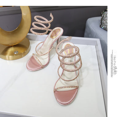Sandalias Stiletto con Tiras al Tobillo y Cristales Brillantes para Mujer - Image 50