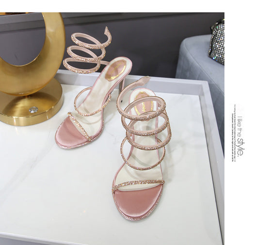 Sandalias Stiletto con Tiras al Tobillo y Cristales Brillantes para Mujer - Image 50