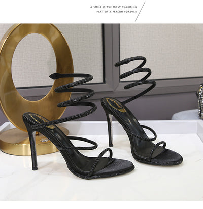 Sandalias Stiletto con Tiras al Tobillo y Cristales Brillantes para Mujer - Image 52