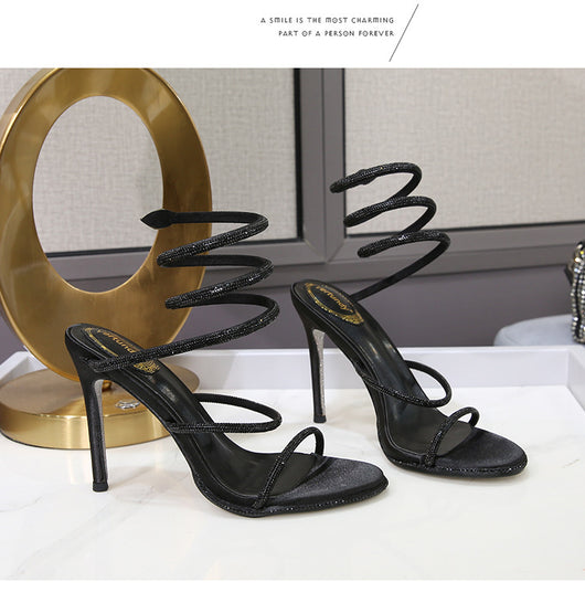 Sandalias Stiletto con Tiras al Tobillo y Cristales Brillantes para Mujer - Image 52
