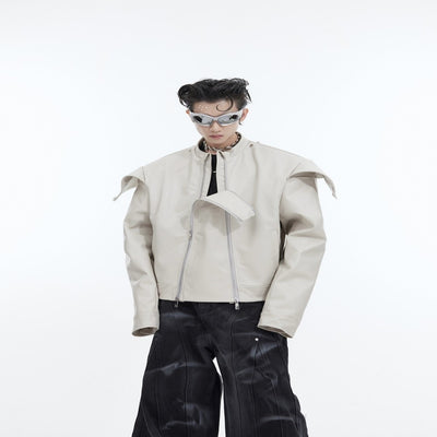 Chaqueta de Cuero PU con Doble Cierre y Diseño Dividido - Image 15