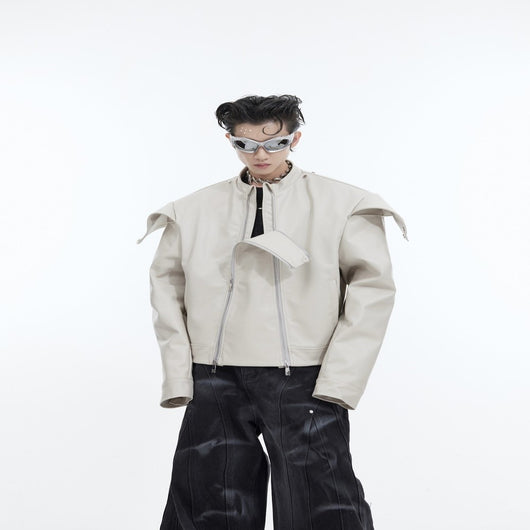 Chaqueta de Cuero PU con Doble Cierre y Diseño Dividido - Image 15