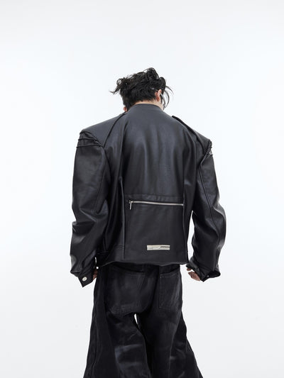 Chaqueta de Cuero PU con Doble Cierre y Diseño Dividido - Image 18