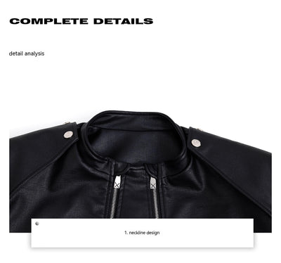 Chaqueta de Cuero PU con Doble Cierre y Diseño Dividido - Image 21