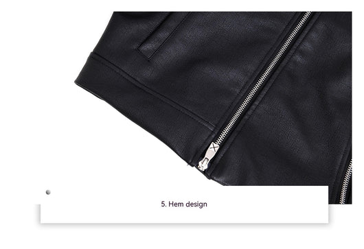Chaqueta de Cuero PU con Doble Cierre y Diseño Dividido - Image 27