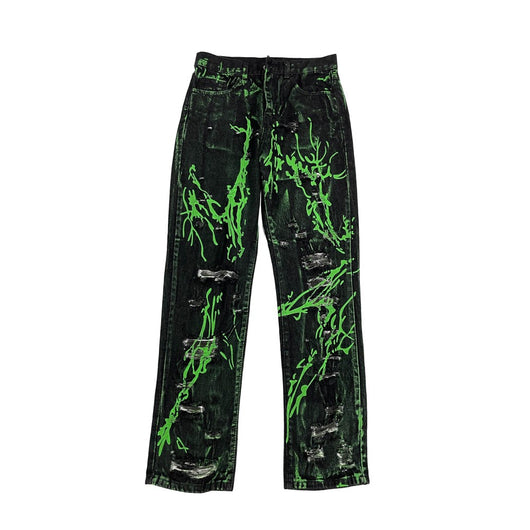 Jeans Verdes Neón Rotos Desteñidos con Tinta Fluorescente - Image 16