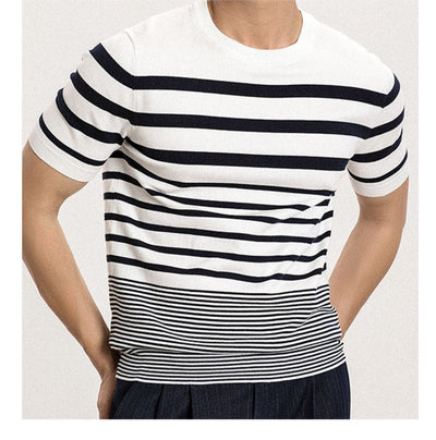 Polo Retro de Rayas Degradadas para Hombre - Camiseta Tejida de Manga Corta - Image 22