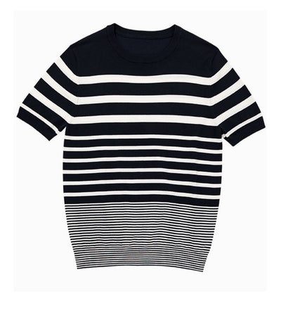 Polo Retro de Rayas Degradadas para Hombre - Camiseta Tejida de Manga Corta - Image 24