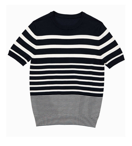 Polo Retro de Rayas Degradadas para Hombre - Camiseta Tejida de Manga Corta - Image 24