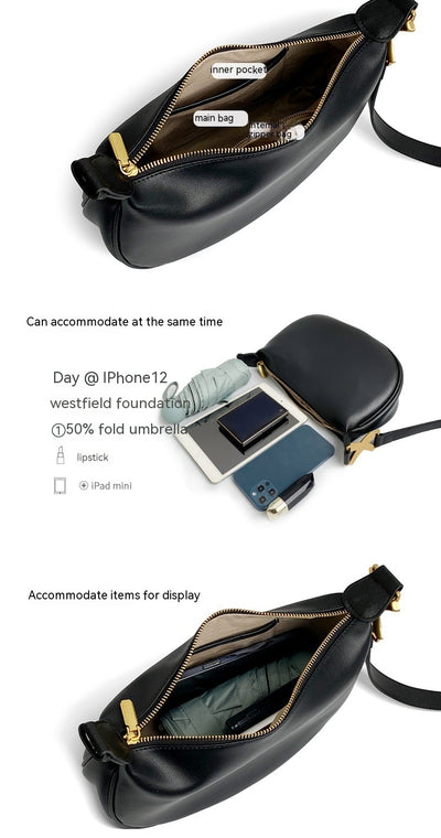 Bolso Bandolera Medialuna en Cuero Suave para Mujer - Image 18
