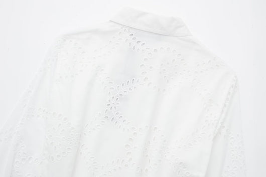 Falda Blusa Blanca Casual Elegante con Bordados para Mujer - Image 21