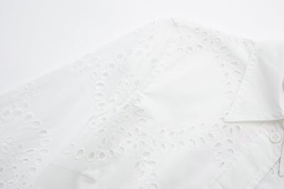 Falda Blusa Blanca Casual Elegante con Bordados para Mujer - Image 22