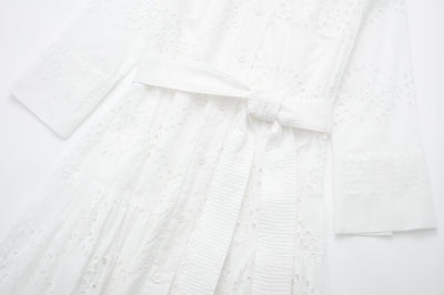 Falda Blusa Blanca Casual Elegante con Bordados para Mujer - Image 24