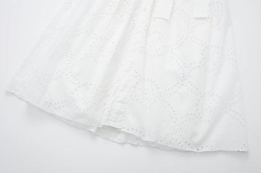 Falda Blusa Blanca Casual Elegante con Bordados para Mujer - Image 25