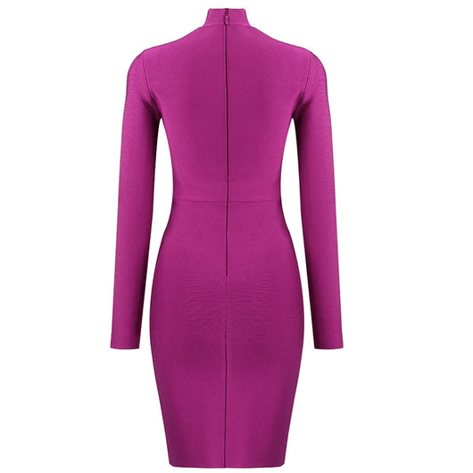 Vestido de Noche Ajustado con Encaje Calado y Detalles de Vendaje - Image 12