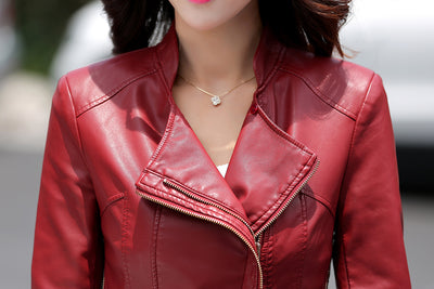 Chaqueta de Cuero Corta Slim Estilo Coreano para Mujer - Image 21