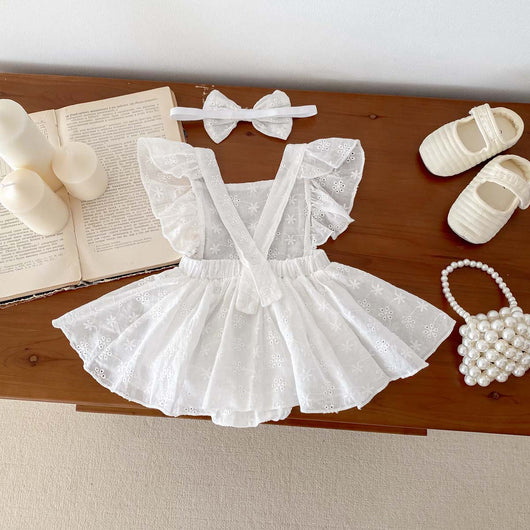 Vestido Jumpsuit Princesa para Niña con Mangas Volantes y Encaje - Image 23