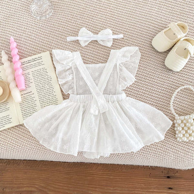 Vestido Jumpsuit Princesa para Niña con Mangas Volantes y Encaje - Image 25
