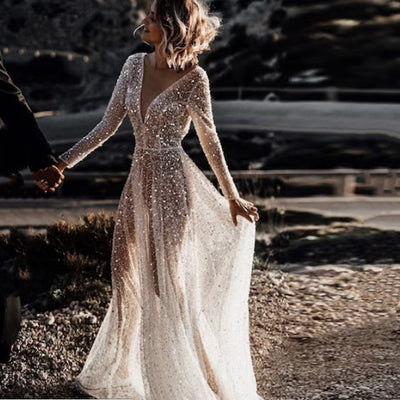 Vestido de Encaje con Lentejuelas y Espalda Descubierta para Mujer - Image 12
