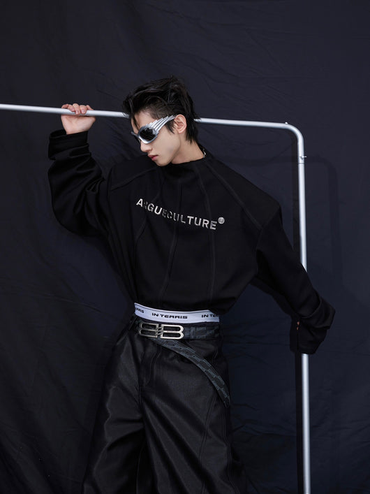 Suéter Estampado Metal con Hombros Acolchados y Mangas Largas - Image 8