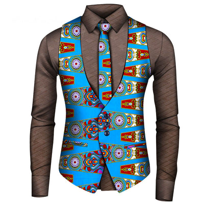 Conjunto de Tres Piezas Africano para Hombre: Camisa, Chaleco y Corbata - Image 25