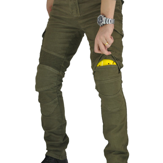 Pantalones de Motociclismo Tácticos Verde Militar con Múltiples Bolsillos y Protección Anti-Caída - Image 22