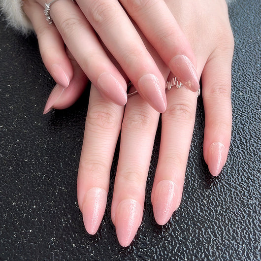 Uñas Postizas Degradado Durazno Nude con Brillo Fino Removibles - Image 13