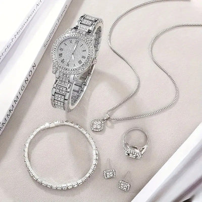 Conjunto de 5 Relojes de Moda para Mujer con Diamantes y Cuarzo Romano - Image 22
