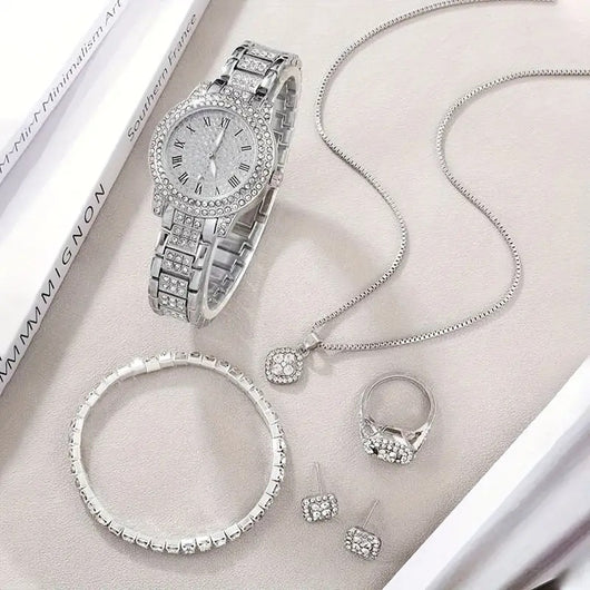 Conjunto de 5 Relojes de Moda para Mujer con Diamantes y Cuarzo Romano - Image 22