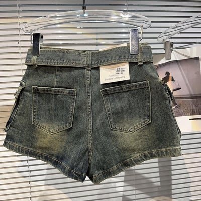 Shorts Denim Retro para Mujer con Bolsillos Grandes y Cinturón - Image 39