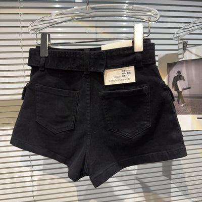 Shorts Denim Retro para Mujer con Bolsillos Grandes y Cinturón - Image 47