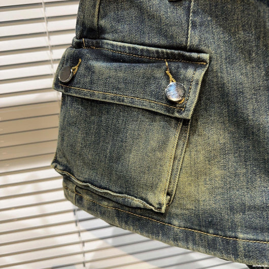 Shorts Denim Retro para Mujer con Bolsillos Grandes y Cinturón - Image 51