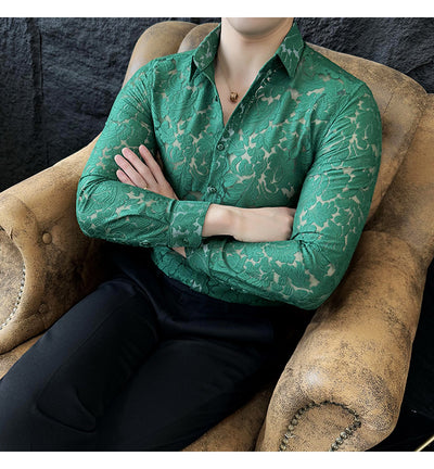 Camisa Hueca de Manga Larga para Hombre - Poliéster Primavera Verano - Image 13
