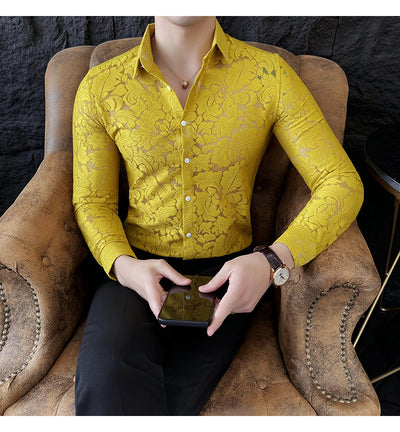 Camisa Hueca de Manga Larga para Hombre - Poliéster Primavera Verano - Image 15