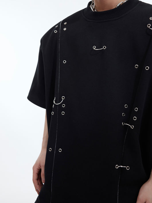 Camiseta Oversize con Hombros Acolchados y Diseño Deconstruido - Image 15