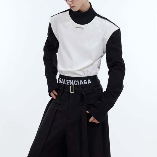 Blusa Ajustada de Diseño Deconstruido Dos Tonos - Image 18