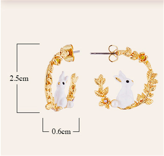 Aretes de Conejo Blanco con Espiga de Trigo - Image 9