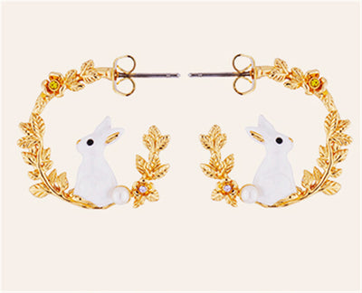 Aretes de Conejo Blanco con Espiga de Trigo - Image 10