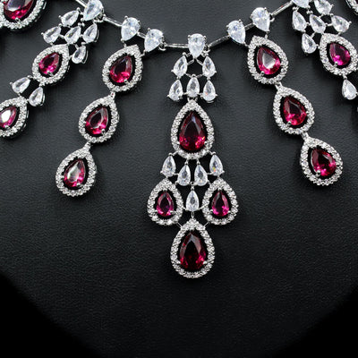 Conjunto de Collar y Aretes de Circón con Efecto Gota de Agua Iridiscente - Image 15