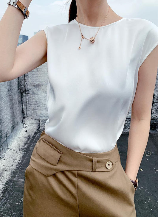 Blusa de Satén sin Mangas con Tirantes Finos - Cuello Redondo para Verano - Image 46