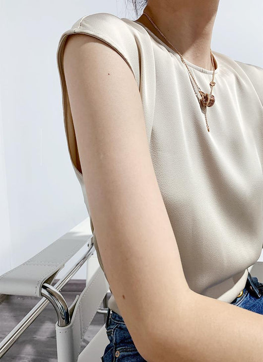 Blusa de Satén sin Mangas con Tirantes Finos - Cuello Redondo para Verano - Image 59
