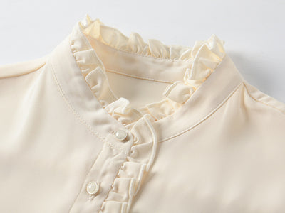 Blusa Elegante de Gasa Francesa con Cuello Volante - Image 12