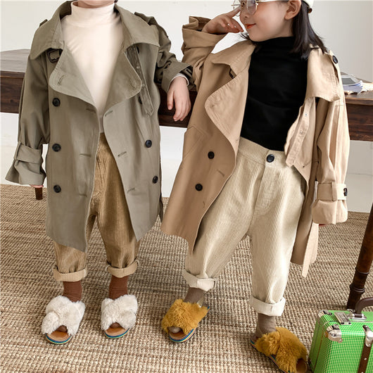 Abrigo Trench Largo Coreano para Niños y Niñas - Estilo Fashion con Solapas Grandes - Image 14